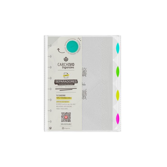 Separadores Ingeniox A5 Pp Transparente Neon 4 Posicion