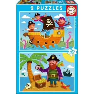 Puzzle 2x20 Piezas Piratas